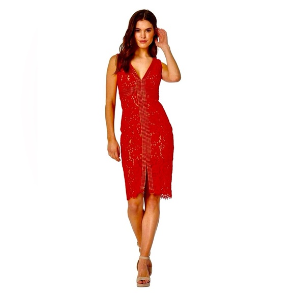 BARDOT Morgan Midi V Neck All Over Lace Dress - Picture 2 of 7
